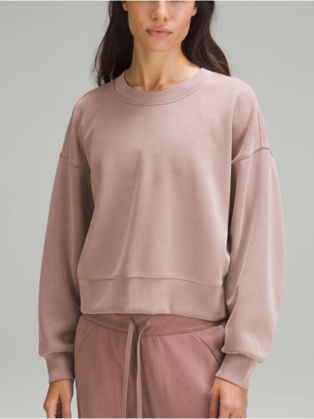 Lululemon Softstreme Perfectly Oversized Cropped Crew Pink Women’s Sz 0
